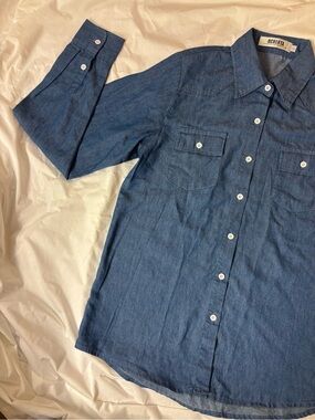 Ochenta Classic Blue Denim Button-Down Shirt | Small